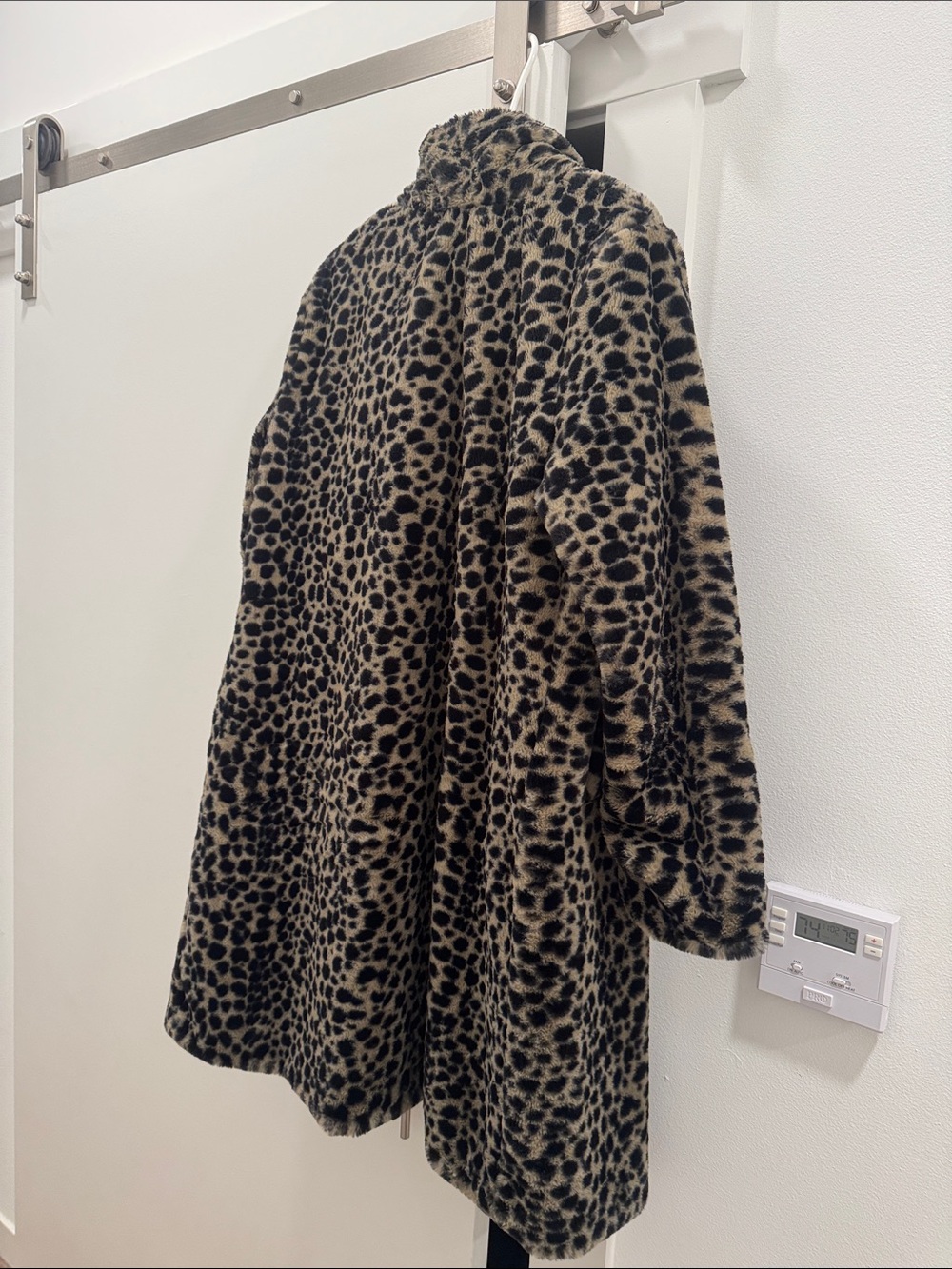 Amber Sky Faux Fur Leopard Print Oversized Coat - Picture 2 of 3